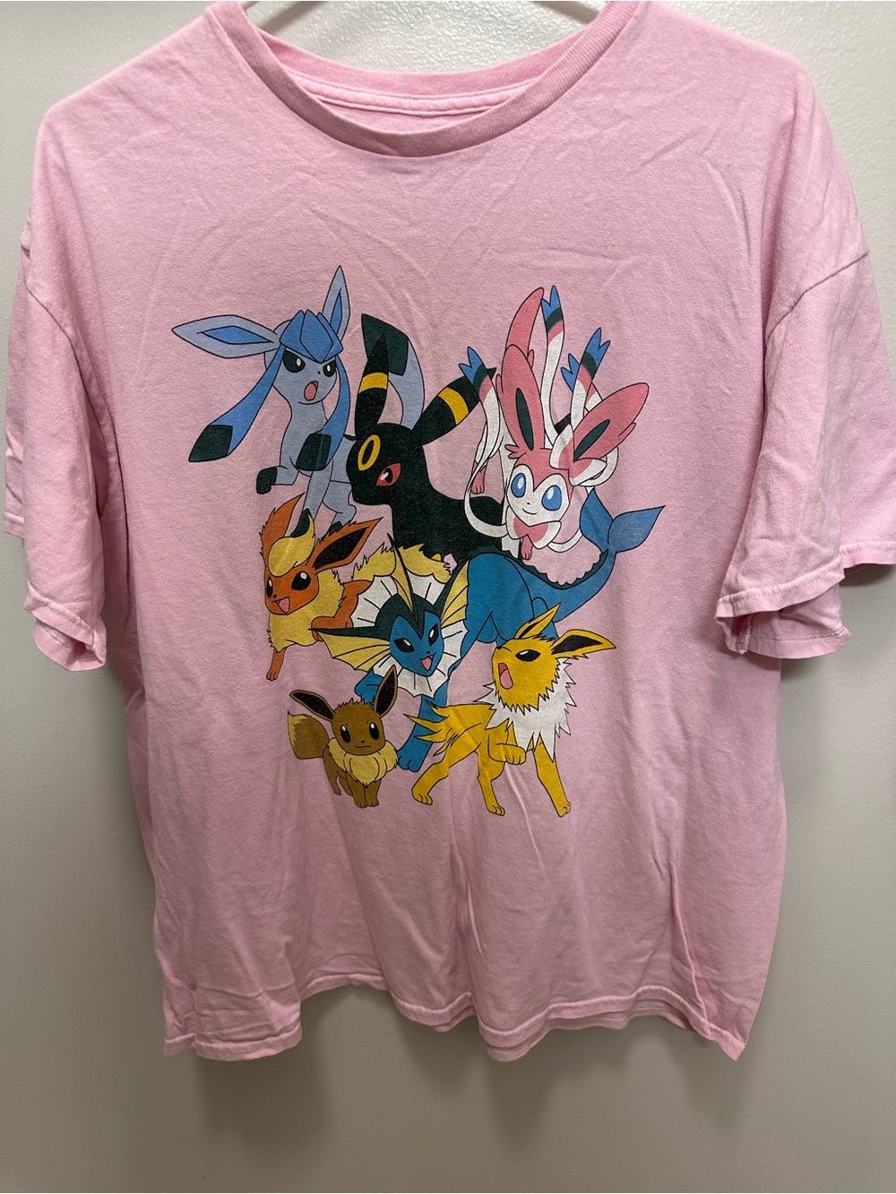 Pokemon Pink Tee with Eeveelutions Graphic